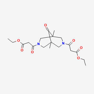 molecular formula C19H28N2O7 B5557820 3,3'-(1,5-二甲基-9-氧代-3,7-二氮杂双环[3.3.1]壬烷-3,7-二基)双(3-氧代丙酸)二乙酯 