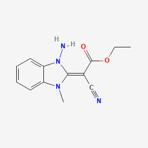 molecular formula C13H14N4O2 B5557849 ethyl (1-amino-3-methyl-1,3-dihydro-2H-benzimidazol-2-ylidene)(cyano)acetate 