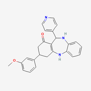 molecular formula C25H23N3O2 B5557870 3-(3-methoxyphenyl)-11-(4-pyridinyl)-2,3,4,5,10,11-hexahydro-1H-dibenzo[b,e][1,4]diazepin-1-one 