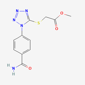 molecular formula C11H11N5O3S B5557876 ({1-[4-(氨基羰基)苯基]-1H-四唑-5-基}硫代)乙酸甲酯 