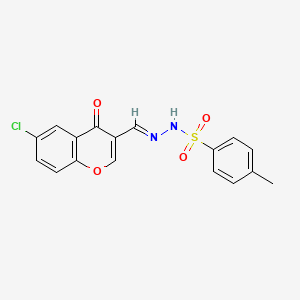 molecular formula C17H13ClN2O4S B5557881 N'-[(6-chloro-4-oxo-4H-chromen-3-yl)methylene]-4-methylbenzenesulfonohydrazide 