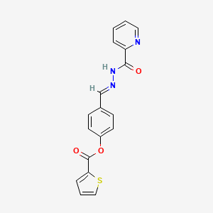 molecular formula C18H13N3O3S B5557889 4-[2-(2-pyridinylcarbonyl)carbonohydrazonoyl]phenyl 2-thiophenecarboxylate 