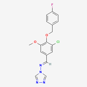 molecular formula C17H14ClFN4O2 B5557907 N-{3-chloro-4-[(4-fluorobenzyl)oxy]-5-methoxybenzylidene}-4H-1,2,4-triazol-4-amine 