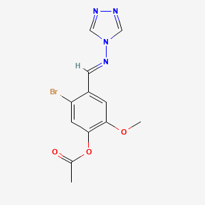 molecular formula C12H11BrN4O3 B5557935 5-溴-2-甲氧基-4-[(4H-1,2,4-三唑-4-亚氨基)甲基]苯基乙酸酯 