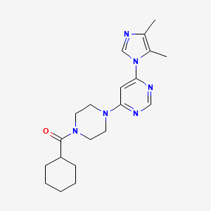 molecular formula C20H28N6O B5557936 4-[4-(cyclohexylcarbonyl)-1-piperazinyl]-6-(4,5-dimethyl-1H-imidazol-1-yl)pyrimidine 