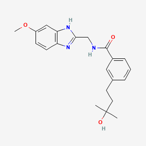 molecular formula C21H25N3O3 B5557947 3-(3-hydroxy-3-methylbutyl)-N-[(6-methoxy-1H-benzimidazol-2-yl)methyl]benzamide 