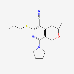 molecular formula C18H25N3OS B5557957 3,3-dimethyl-6-(propylthio)-8-(1-pyrrolidinyl)-3,4-dihydro-1H-pyrano[3,4-c]pyridine-5-carbonitrile 