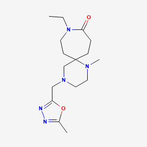 molecular formula C16H27N5O2 B5557979 9-ethyl-1-methyl-4-[(5-methyl-1,3,4-oxadiazol-2-yl)methyl]-1,4,9-triazaspiro[5.6]dodecan-10-one 
