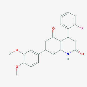 molecular formula C23H22FNO4 B5557999 7-(3,4-dimethoxyphenyl)-4-(2-fluorophenyl)-4,6,7,8-tetrahydro-2,5(1H,3H)-quinolinedione 