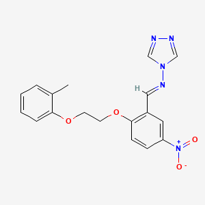 molecular formula C18H17N5O4 B5558013 N-{2-[2-(2-甲基苯氧基)乙氧基]-5-硝基亚苄基}-4H-1,2,4-三唑-4-胺 