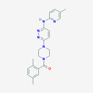 molecular formula C23H26N6O B5558018 6-[4-(2,5-dimethylbenzoyl)-1-piperazinyl]-N-(5-methyl-2-pyridinyl)-3-pyridazinamine 