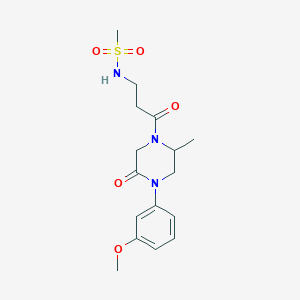 molecular formula C16H23N3O5S B5558025 N-{3-[4-(3-methoxyphenyl)-2-methyl-5-oxo-1-piperazinyl]-3-oxopropyl}methanesulfonamide 