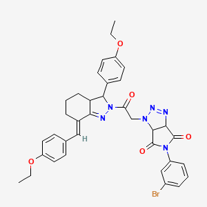 molecular formula C36H35BrN6O5 B5558059 5-(3-bromophenyl)-1-{2-[7-(4-ethoxybenzylidene)-3-(4-ethoxyphenyl)-3,3a,4,5,6,7-hexahydro-2H-indazol-2-yl]-2-oxoethyl}-3a,6a-dihydropyrrolo[3,4-d][1,2,3]triazole-4,6(1H,5H)-dione 