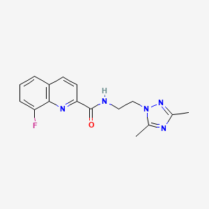 molecular formula C16H16FN5O B5558069 N-[2-(3,5-二甲基-1H-1,2,4-三唑-1-基)乙基]-8-氟-2-喹啉甲酰胺 