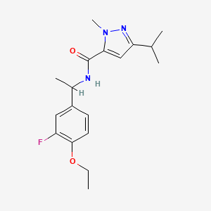 molecular formula C18H24FN3O2 B5558089 N-[1-(4-ethoxy-3-fluorophenyl)ethyl]-3-isopropyl-1-methyl-1H-pyrazole-5-carboxamide 