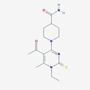 molecular formula C15H22N4O2S B5558116 1-(5-acetyl-1-ethyl-6-methyl-2-thioxo-1,2-dihydro-4-pyrimidinyl)-4-piperidinecarboxamide 