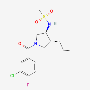 molecular formula C15H20ClFN2O3S B5558140 N-[(3S*,4R*)-1-(3-chloro-4-fluorobenzoyl)-4-propyl-3-pyrrolidinyl]methanesulfonamide 
