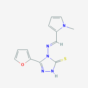 molecular formula C12H11N5OS B5558142 5-(2-furyl)-4-{[(1-methyl-1H-pyrrol-2-yl)methylene]amino}-4H-1,2,4-triazole-3-thiol 