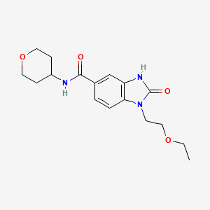 molecular formula C17H23N3O4 B5558152 1-(2-ethoxyethyl)-2-oxo-N-(tetrahydro-2H-pyran-4-yl)-2,3-dihydro-1H-benzimidazole-5-carboxamide 