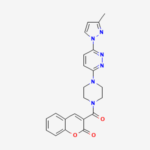 molecular formula C22H20N6O3 B5558200 3-({4-[6-(3-methyl-1H-pyrazol-1-yl)-3-pyridazinyl]-1-piperazinyl}carbonyl)-2H-chromen-2-one 