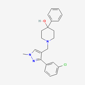 molecular formula C22H24ClN3O B5558241 1-{[3-(3-氯苯基)-1-甲基-1H-吡唑-4-基]甲基}-4-苯基-4-哌啶醇 