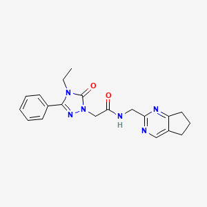 molecular formula C20H22N6O2 B5558247 N-(6,7-二氢-5H-环戊[d]嘧啶-2-基甲基)-2-(4-乙基-5-氧代-3-苯基-4,5-二氢-1H-1,2,4-三唑-1-基)乙酰胺 