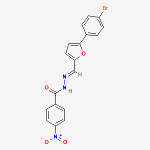 molecular formula C18H12BrN3O4 B5558249 N'-{[5-(4-bromophenyl)-2-furyl]methylene}-4-nitrobenzohydrazide 