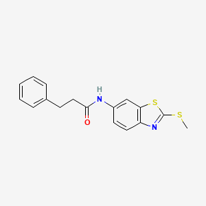 molecular formula C17H16N2OS2 B5558257 N-[2-(methylthio)-1,3-benzothiazol-6-yl]-3-phenylpropanamide 