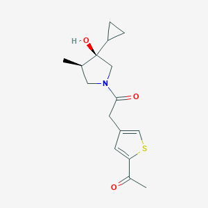molecular formula C16H21NO3S B5558258 1-(4-{2-[(3R*,4R*)-3-环丙基-3-羟基-4-甲基吡咯烷-1-基]-2-氧代乙基}-2-噻吩基)乙酮 