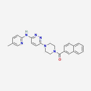 molecular formula C25H24N6O B5558268 N-(5-甲基-2-吡啶基)-6-[4-(2-萘酰基)-1-哌嗪基]-3-哒嗪胺 