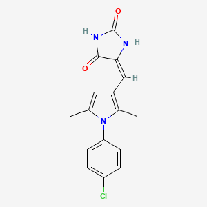 molecular formula C16H14ClN3O2 B5558272 5-{[1-(4-chlorophenyl)-2,5-dimethyl-1H-pyrrol-3-yl]methylene}-2,4-imidazolidinedione 