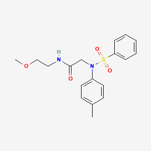 molecular formula C18H22N2O4S B5558307 N~1~-(2-甲氧基乙基)-N~2~-(4-甲苯基)-N~2~-(苯磺酰基)甘氨酰胺 