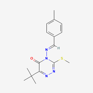 molecular formula C16H20N4OS B5558325 6-叔丁基-4-[(4-甲基苄叉)-氨基]-3-(甲硫基)-1,2,4-三嗪-5(4H)-酮 