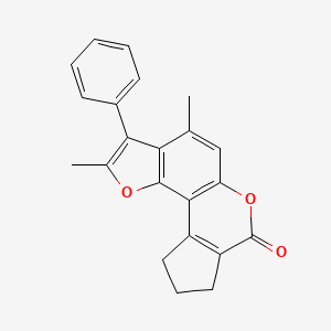 molecular formula C22H18O3 B5558410 2,4-dimethyl-3-phenyl-9,10-dihydrocyclopenta[c]furo[2,3-f]chromen-7(8H)-one 