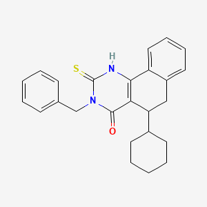 molecular formula C25H26N2OS B5558414 3-benzyl-5-cyclohexyl-2-thioxo-2,3,5,6-tetrahydrobenzo[h]quinazolin-4(1H)-one 