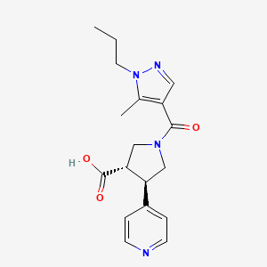 molecular formula C18H22N4O3 B5558415 (3S*,4R*)-1-[(5-methyl-1-propyl-1H-pyrazol-4-yl)carbonyl]-4-pyridin-4-ylpyrrolidine-3-carboxylic acid 