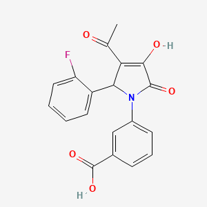 molecular formula C19H14FNO5 B5558422 3-[3-乙酰-2-(2-氟苯基)-4-羟基-5-氧代-2,5-二氢-1H-吡咯-1-基]苯甲酸 