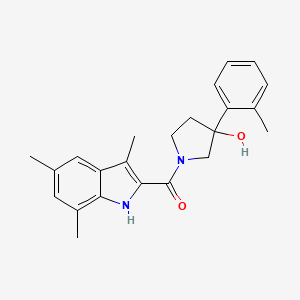 molecular formula C23H26N2O2 B5558431 3-(2-甲苯基)-1-[(3,5,7-三甲基-1H-吲哚-2-基)羰基]-3-吡咯烷醇 