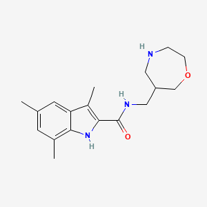 3,5,7-trimethyl-N-(1,4-oxazepan-6-ylmethyl)-1H-indole-2-carboxamide hydrochloride