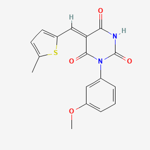 molecular formula C17H14N2O4S B5558438 1-(3-甲氧基苯基)-5-[(5-甲基-2-噻吩基)亚甲基]-2,4,6(1H,3H,5H)-嘧啶三酮 
