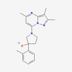 molecular formula C20H24N4O B5558445 3-(2-methylphenyl)-1-(2,3,5-trimethylpyrazolo[1,5-a]pyrimidin-7-yl)pyrrolidin-3-ol 