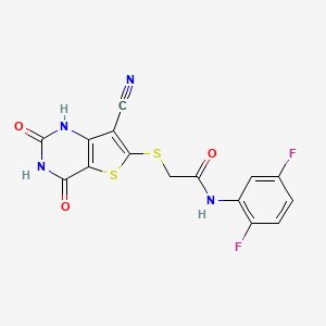 molecular formula C15H8F2N4O3S2 B5558449 2-[(7-氰基-4-羟基-2-氧代-1,2-二氢噻吩并[3,2-d]嘧啶-6-基)硫代]-N-(2,5-二氟苯基)乙酰胺 