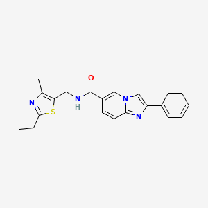 molecular formula C21H20N4OS B5558457 N-[(2-ethyl-4-methyl-1,3-thiazol-5-yl)methyl]-2-phenylimidazo[1,2-a]pyridine-6-carboxamide 