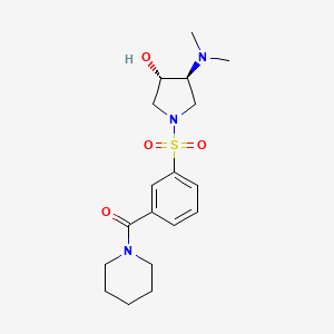 molecular formula C18H27N3O4S B5558473 (3S*,4S*)-4-(二甲氨基)-1-({[3-(哌啶-1-基羰基)苯基]磺酰基}吡咯烷-3-醇 
