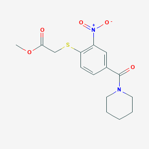 molecular formula C15H18N2O5S B5558476 methyl {[2-nitro-4-(1-piperidinylcarbonyl)phenyl]thio}acetate 