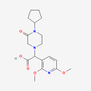 molecular formula C18H25N3O5 B5558504 (4-cyclopentyl-3-oxopiperazin-1-yl)(2,6-dimethoxypyridin-3-yl)acetic acid 