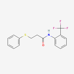 molecular formula C16H14F3NOS B5558539 3-(phenylthio)-N-[2-(trifluoromethyl)phenyl]propanamide 