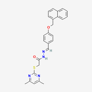 molecular formula C26H24N4O2S B5558560 2-[(4,6-dimethyl-2-pyrimidinyl)thio]-N'-[4-(1-naphthylmethoxy)benzylidene]acetohydrazide 