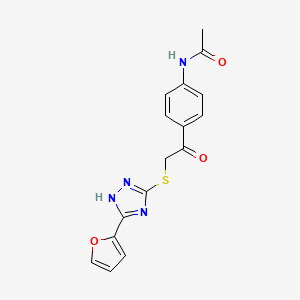 molecular formula C16H14N4O3S B5558590 N-[4-(2-{[5-(2-furyl)-4H-1,2,4-triazol-3-yl]thio}acetyl)phenyl]acetamide 
