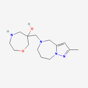 molecular formula C14H24N4O2 B5558595 6-[(2-methyl-7,8-dihydro-4H-pyrazolo[1,5-a][1,4]diazepin-5(6H)-yl)methyl]-1,4-oxazepan-6-ol dihydrochloride 